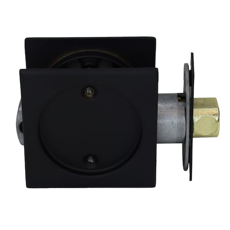 Emtek Square Passage Pocket Door Tubular Lock with Passage Strike Plate Flat Black Finish 2134US19